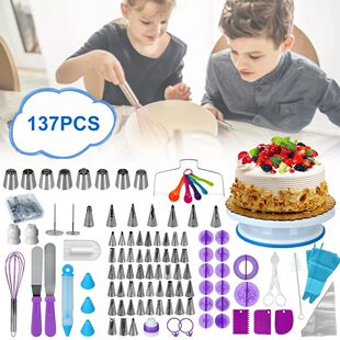 137Pcs Set DIY Baking Tools Rotating Stand Pastry Turntable