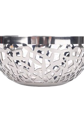 22CM Stainless Steel Fruit Bowl Hollow Decorative Modern