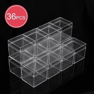 36PCS Food Grade Transparent PS Plastic Square Packaging