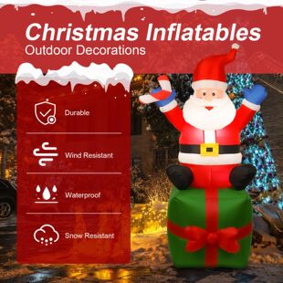 6 FT Xmas Inflatables Santa 6 LED Lighted Santa with Floor