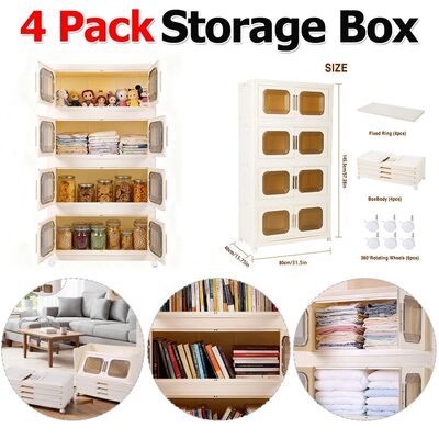 Storage Box Plastic Container Stackable Bin Foldable