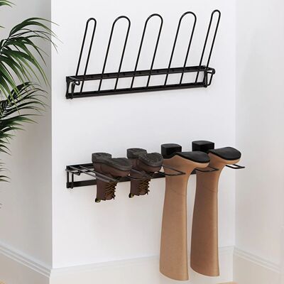 Boot Rack Hanger Wall Mounted- (4 Pair) Sturdy Metal Boot