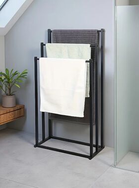 Modern Vertical Towel Rack - Durable Iron, Floor-Mounted