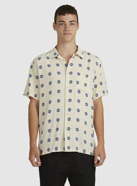 断码亏本澳洲冲浪Kustom联名满印古巴领人造丝短袖衬衫夏威夷男女