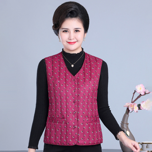 24加大加肥中老年女羽绒马甲花色老太太奶奶坎肩开衫妈妈背心马夹