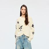 UOOYAA 「魔法花园」刺绣飞鸟毛开衫 乌丫2026春季 新款