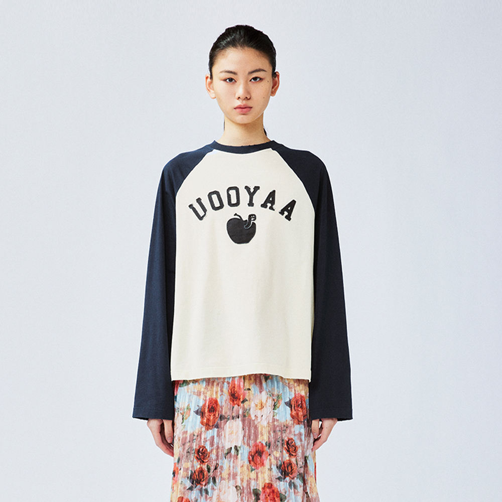 UOOYAA乌丫趣味苹果虫插肩袖T恤