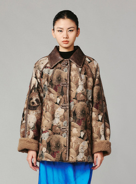 UOOYAA/乌丫「熊熊系列」复古玩偶M35织毯夹克外套