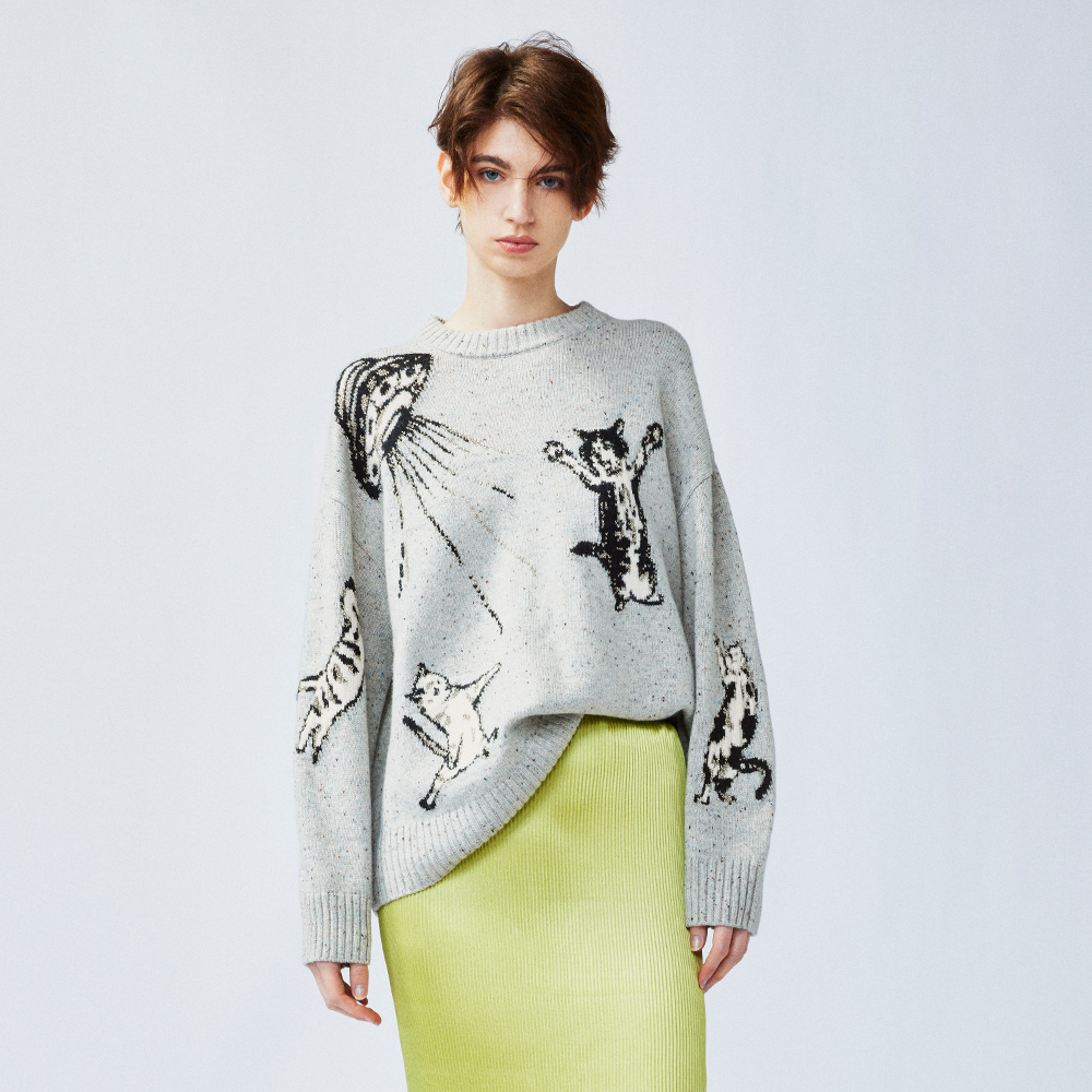 UOOYAA/乌丫科幻趣味套头毛衫