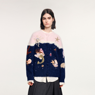 「奇幻海底」海底场景手作毛开衫 新款 乌丫2025冬季 UOOYAA