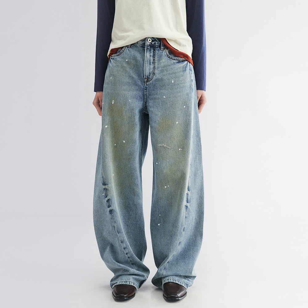 UOOYAA/乌丫立体扭骨牛仔裤