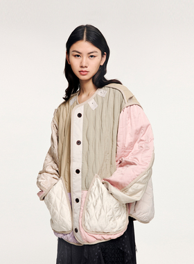 UOOYAA/乌丫2025冬季新款「魔法花园」撞色拼接M65内胆棉服