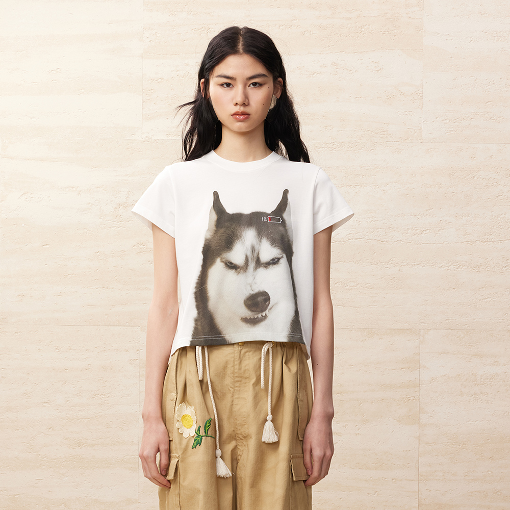 UOOYAA/乌丫印花玩味狗狗T恤