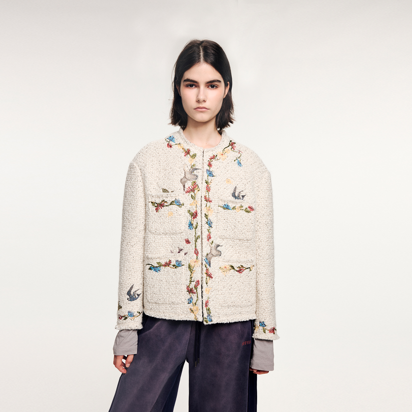 UOOYAA魔法花园刺绣小香风外套