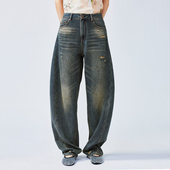 UOOYAA 做旧水洗弯刀牛仔裤 乌丫2025春季 新款