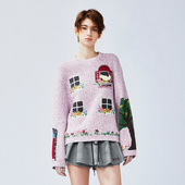 UOOYAA 「我爱我家」趣味房子手绣套头毛衫 乌丫2025春季 新款