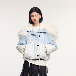 「奇幻都市」鸵鸟毛领N2B羽绒夹克 新款 UOOYAA 乌丫2025冬季