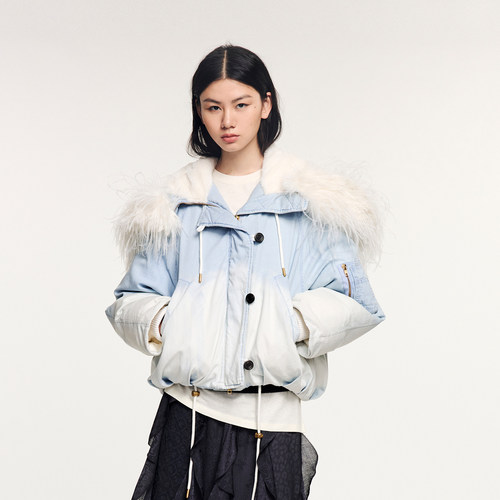 乌丫鸵鸟毛领N2B羽绒夹克