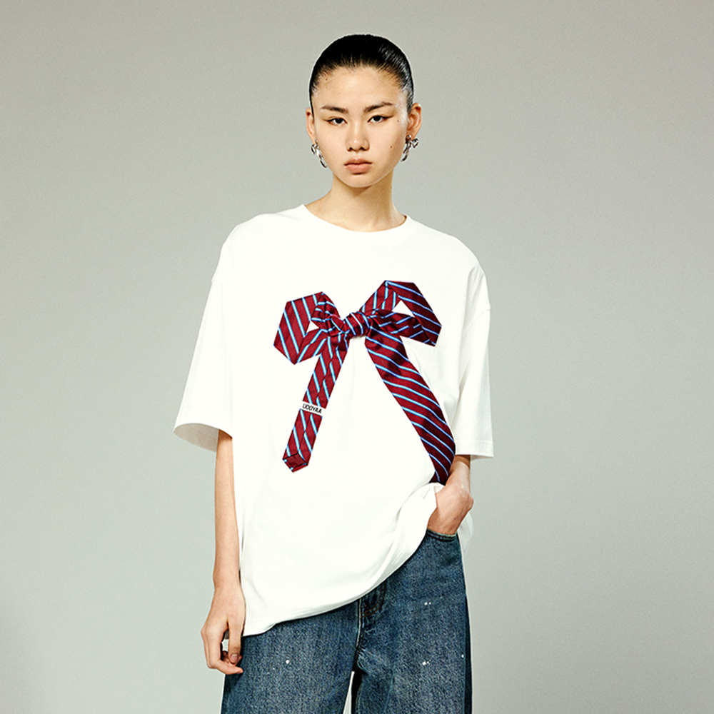 UOOYAA/乌丫立体领带蝴蝶结T恤