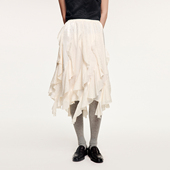 UOOYAA 荷叶边提花拼接半裙 乌丫2025冬季 新款