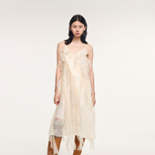 新款 UOOYAA 乌丫2025冬季 蕾丝荷叶边提花吊带连衣裙