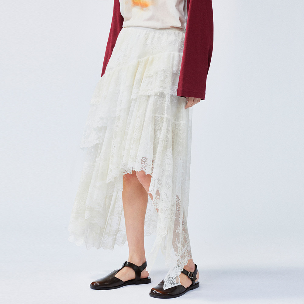 UOOYAA/乌丫2025春季新款「New Vintage」蕾丝蛋糕半裙
