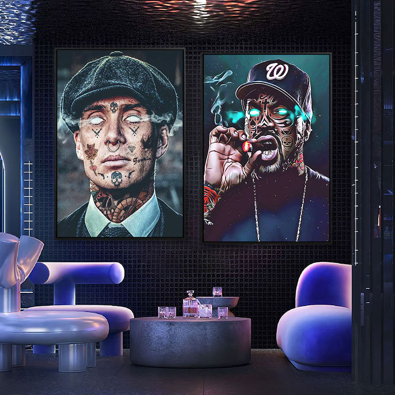 酒吧装饰画暗黑系LED霓虹灯纹身店墙面画酒馆清吧KTV包间发光挂画