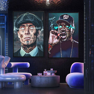 酒吧装饰画暗黑系LED霓虹灯纹身店墙面画酒馆清吧KTV包间发光挂画