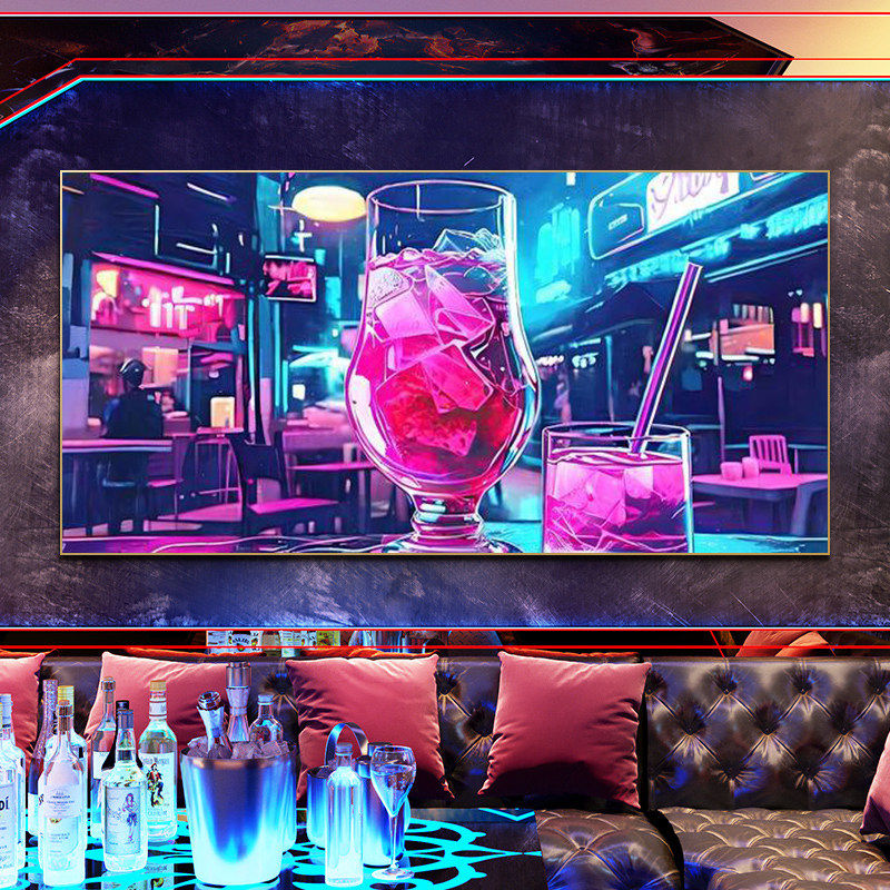 酒吧墙面装饰画音乐清吧KTV包厢霓虹灯led发光挂画酒馆餐厅壁画