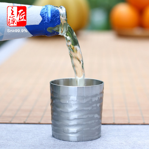个旧手工纯锡75ml酒杯大茶杯华芝