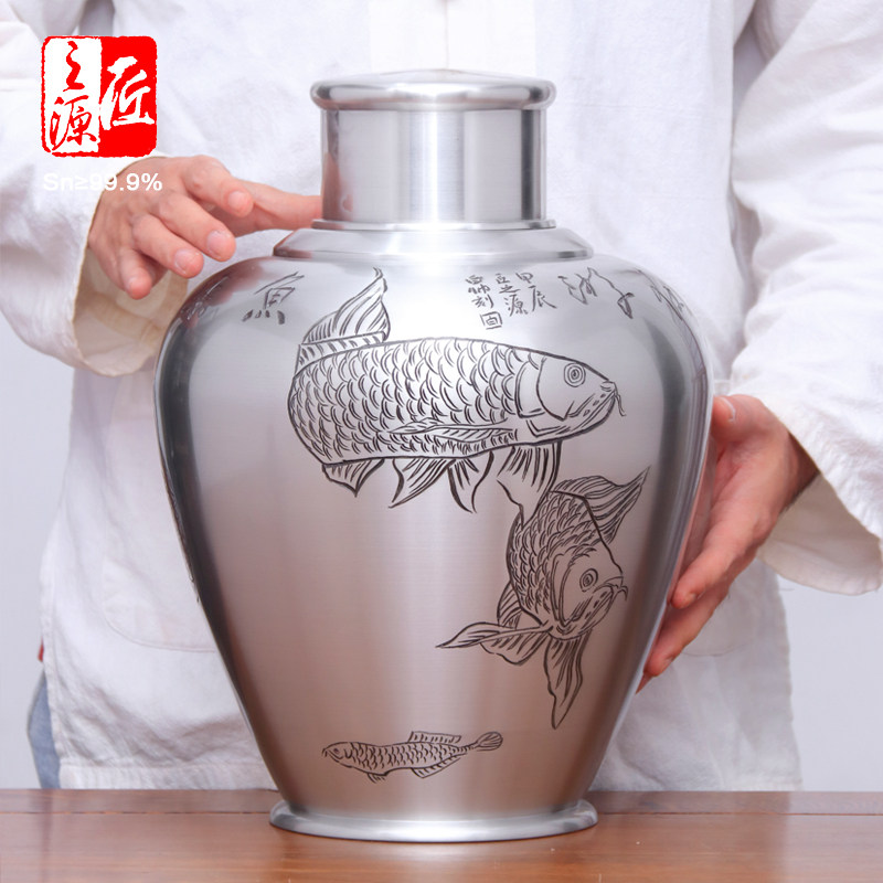 匠之源纯锡茶叶罐李丽白帅手工雕刻日式冬蕴储茶罐多种型号集合