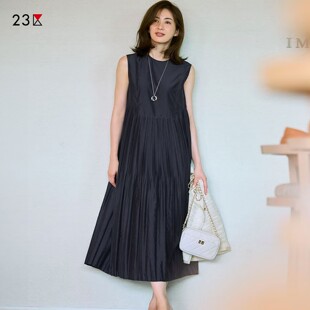 连衣裙内搭连身裙商场同款 23区日系秋季 通勤宽松圆领套头拼接无袖