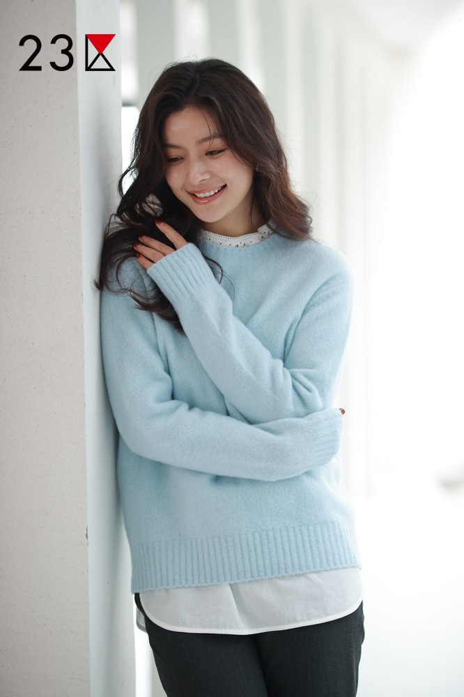 宽松版羊毛羊绒混纺毛衣商场同款