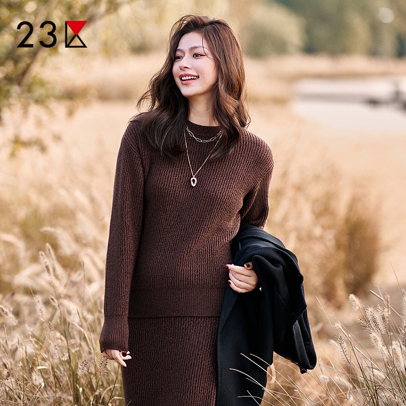 宽松版羊毛羊绒混纺毛衣商场同款