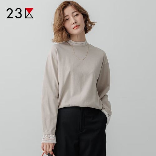 混纺花边领假二件针织衫商场同款