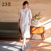 连衣裙直筒裙商场同款 23区日系春季 通勤棉圆领套头绣花蕾丝五分袖