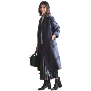 23区日系秋季通勤宽松羊毛羊绒混纺中长呢大衣毛呢外套商场同款