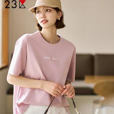 宽松纯棉印字短袖针织衫商场同款