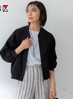 亚麻混纺小立领夹克外套商场同款