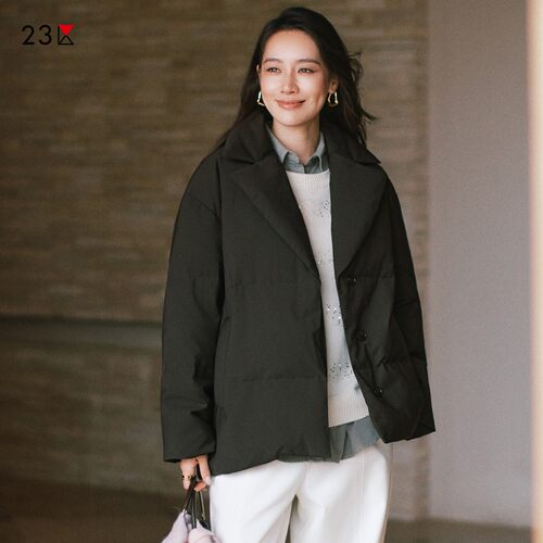 羊毛混纺短白鹅绒羽绒服商场同款