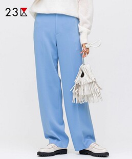 商场同款 休闲长裤 追 通勤职业宽松混纺高腰直筒阔腿裤 23区日系秋季