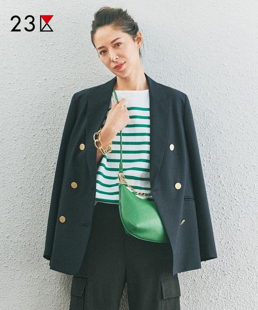 23区日系秋季通勤职业ol直筒混纺双排扣西装休闲西服上衣商场同款