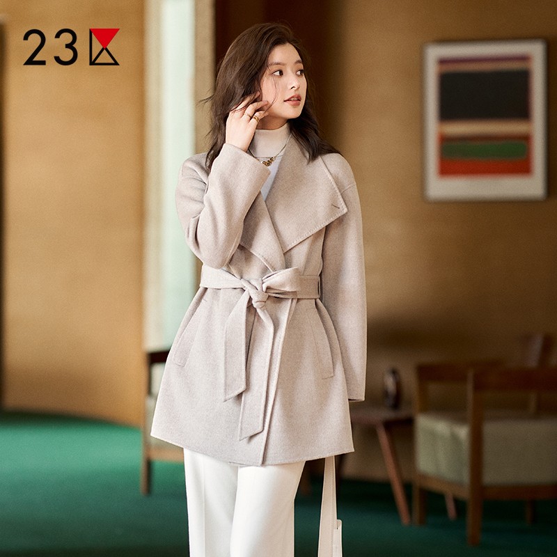 宽松羊毛羊绒混纺呢大衣商场同款