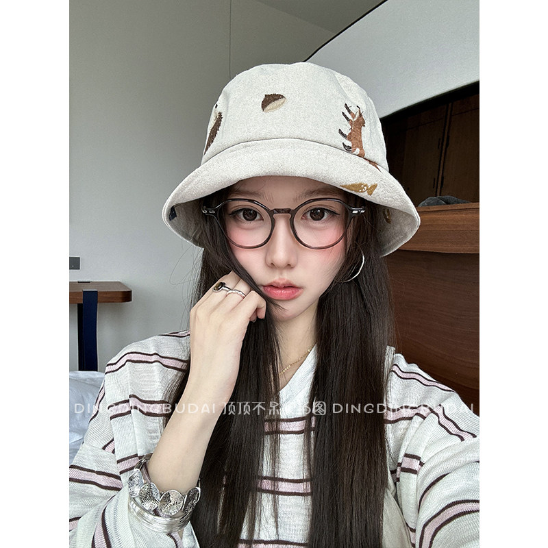【日系涂鸦渔夫帽】新款可爱卡通涂鸦水桶帽子女百搭小清新盆帽