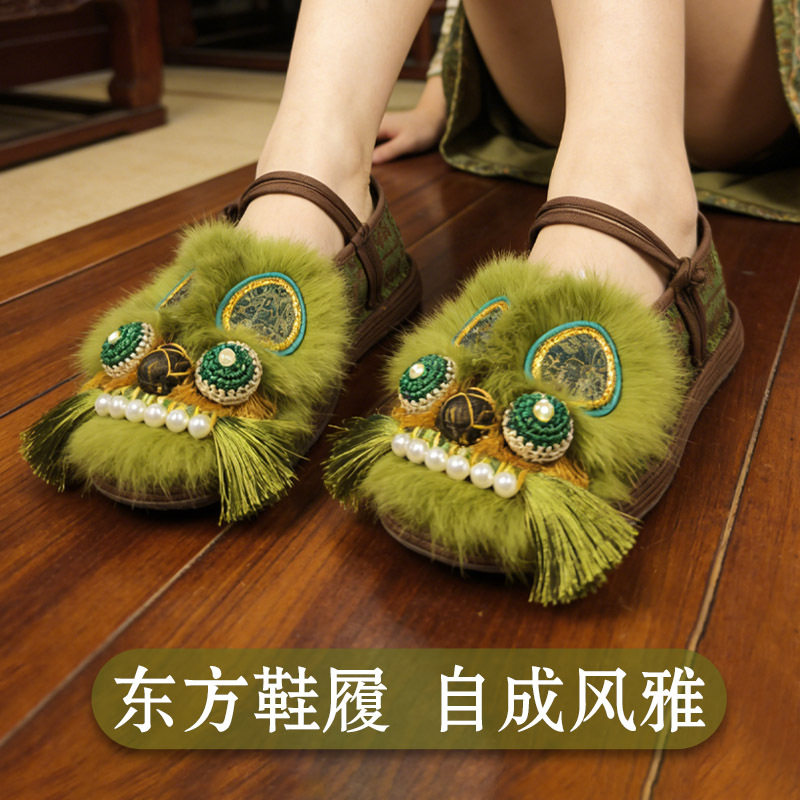 女款新中式手工透气养脚虎头鞋｜