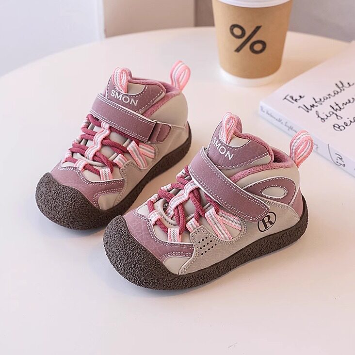 书萌男女宝宝运动鞋秋冬季包头防滑板鞋软底加棉二棉小童休闲鞋子