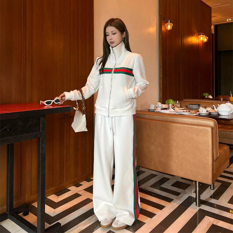 2025早春新款韩版时尚气质百搭显瘦女修身立领拉链外套卫裤套装女