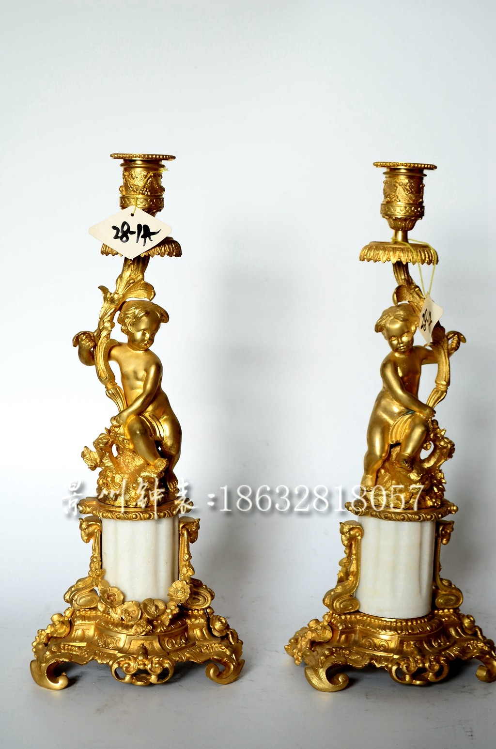 纯铜烛台 家居摆件 法国蜡烛台 仿古镀金 电影道具 单只价