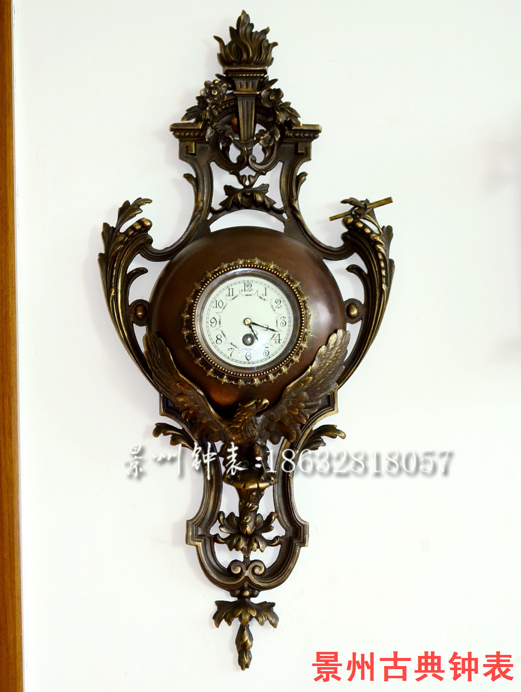 挂钟 纯铜机械壁挂钟 游丝摆 古铜 仿古做旧 仿古董故宫 西洋吊钟