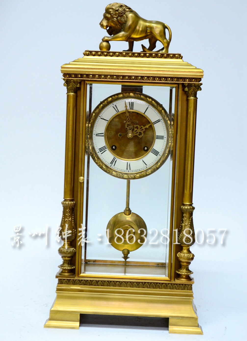 座钟 狮子金色纯铜钟 欧式复古 古典钟表 博览馆收藏 仿故宫古董